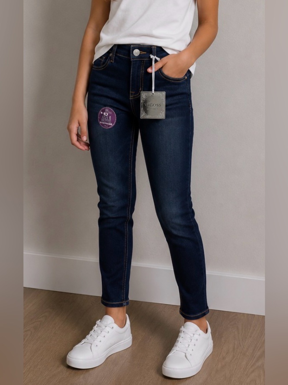 Vigoss Jeans Blue Stretchy Knit Girls Skinny Adjustable Waist Soft Slim Vintage